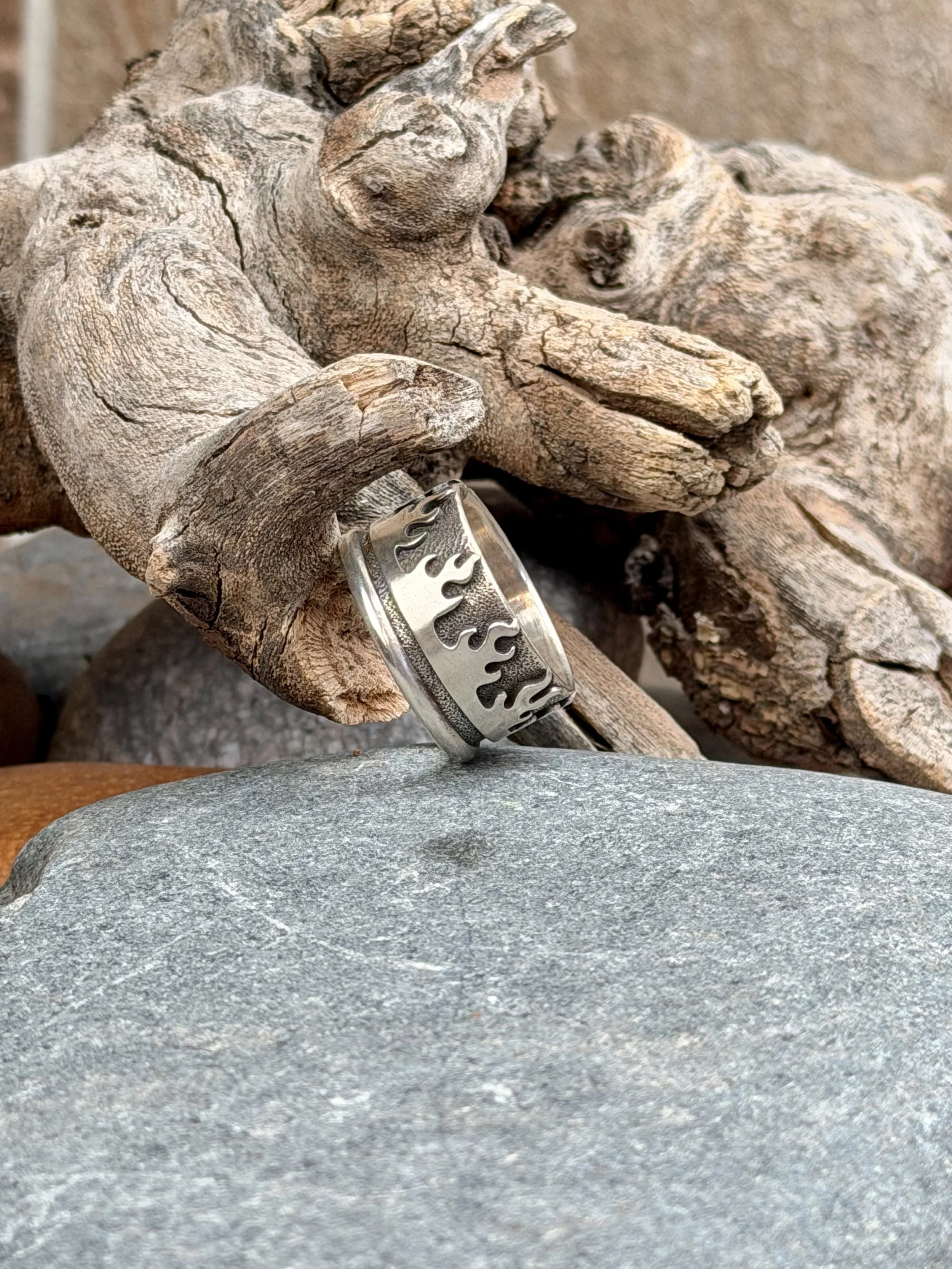 Outlaw Flame Silver Ring side view