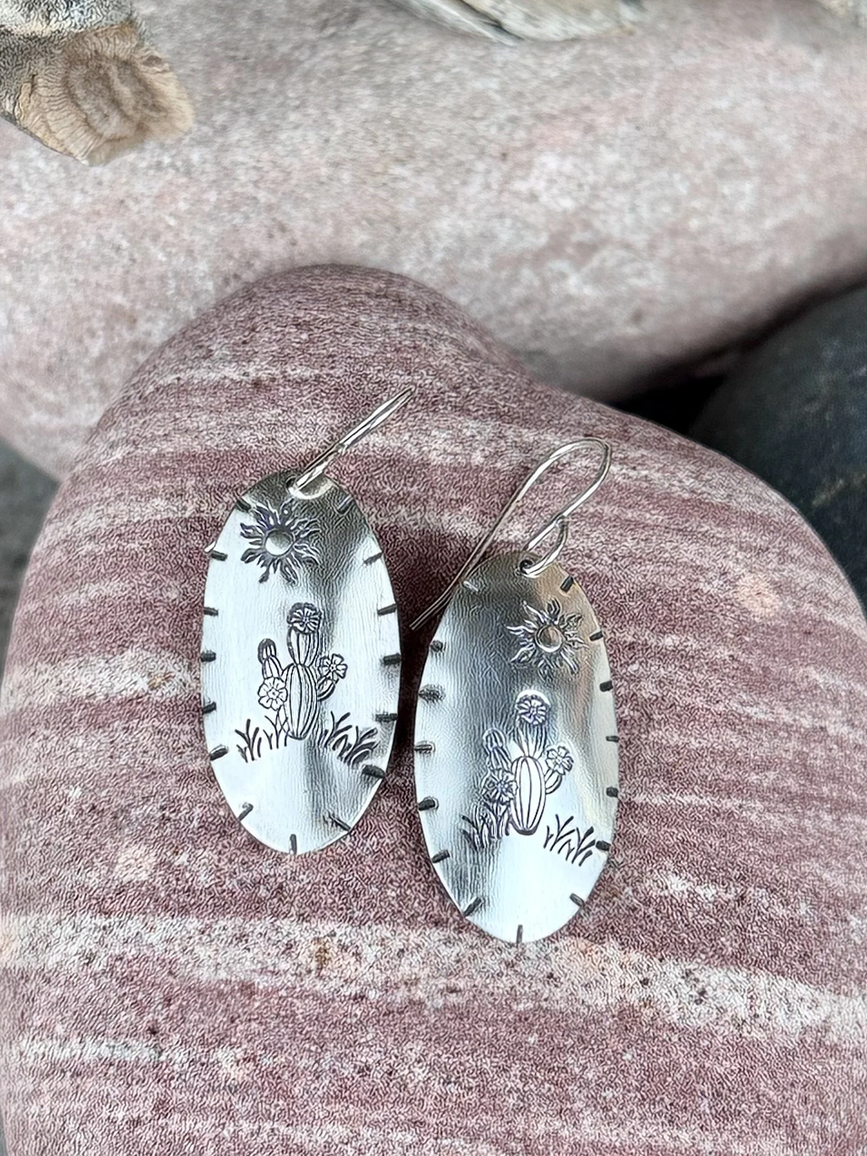 Saguaro Sun Silver Earrings