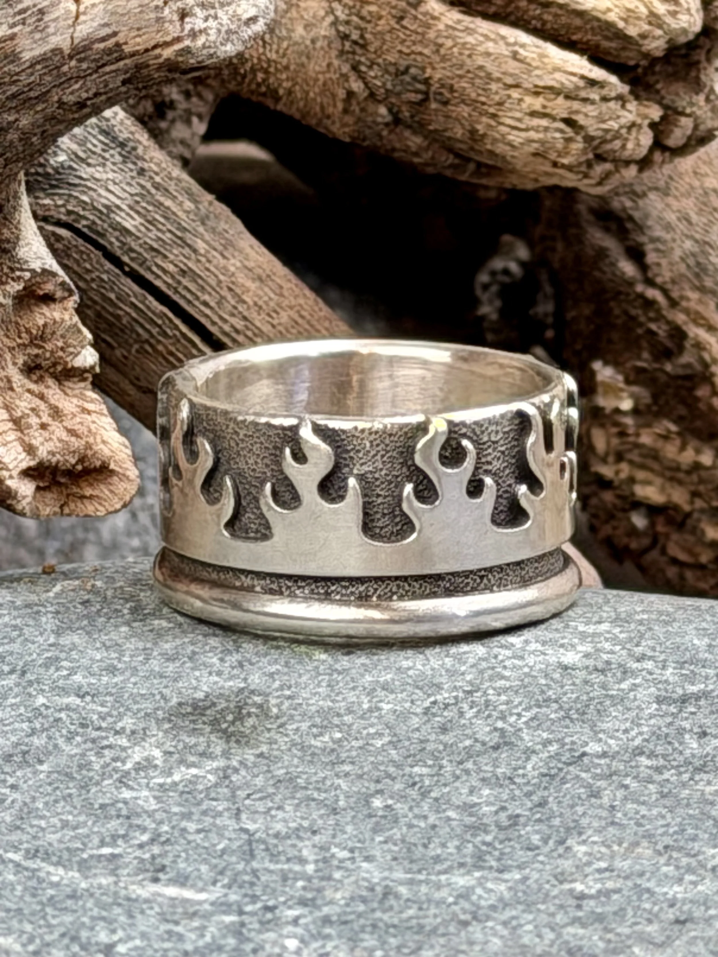 Outlaw Flame Silver Ring Band