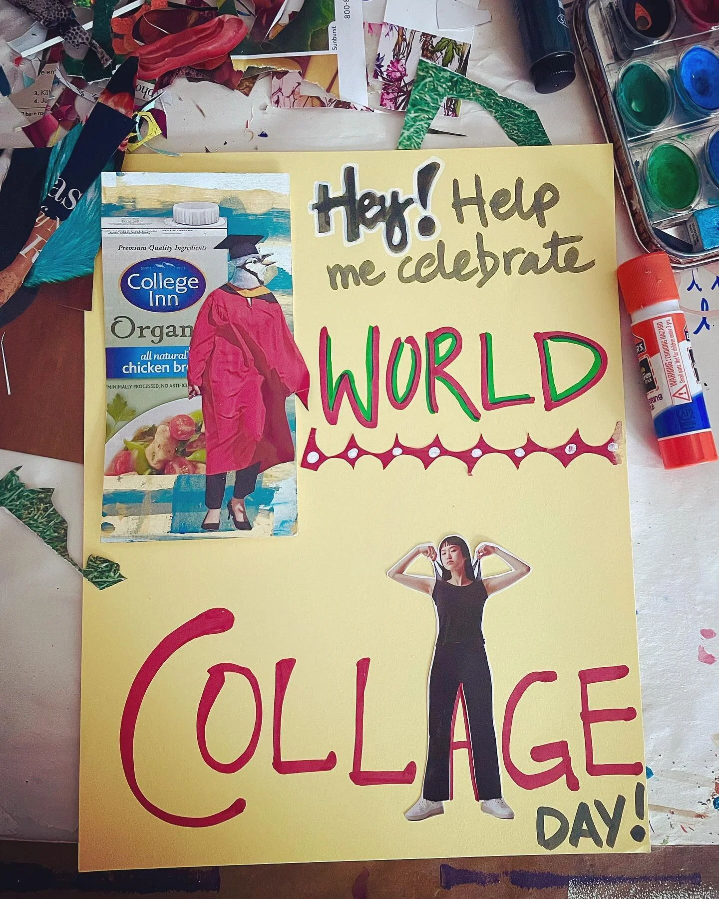 Hey! I bet you didn&rsquo;t know tomorrow is #WorldCollageDay2023! 
✂️ 
Guys, I am so stoked! Thousands of people create collage at their desks and share them online with the community while they honor this quirky medium. Guess what???? I get to *sha