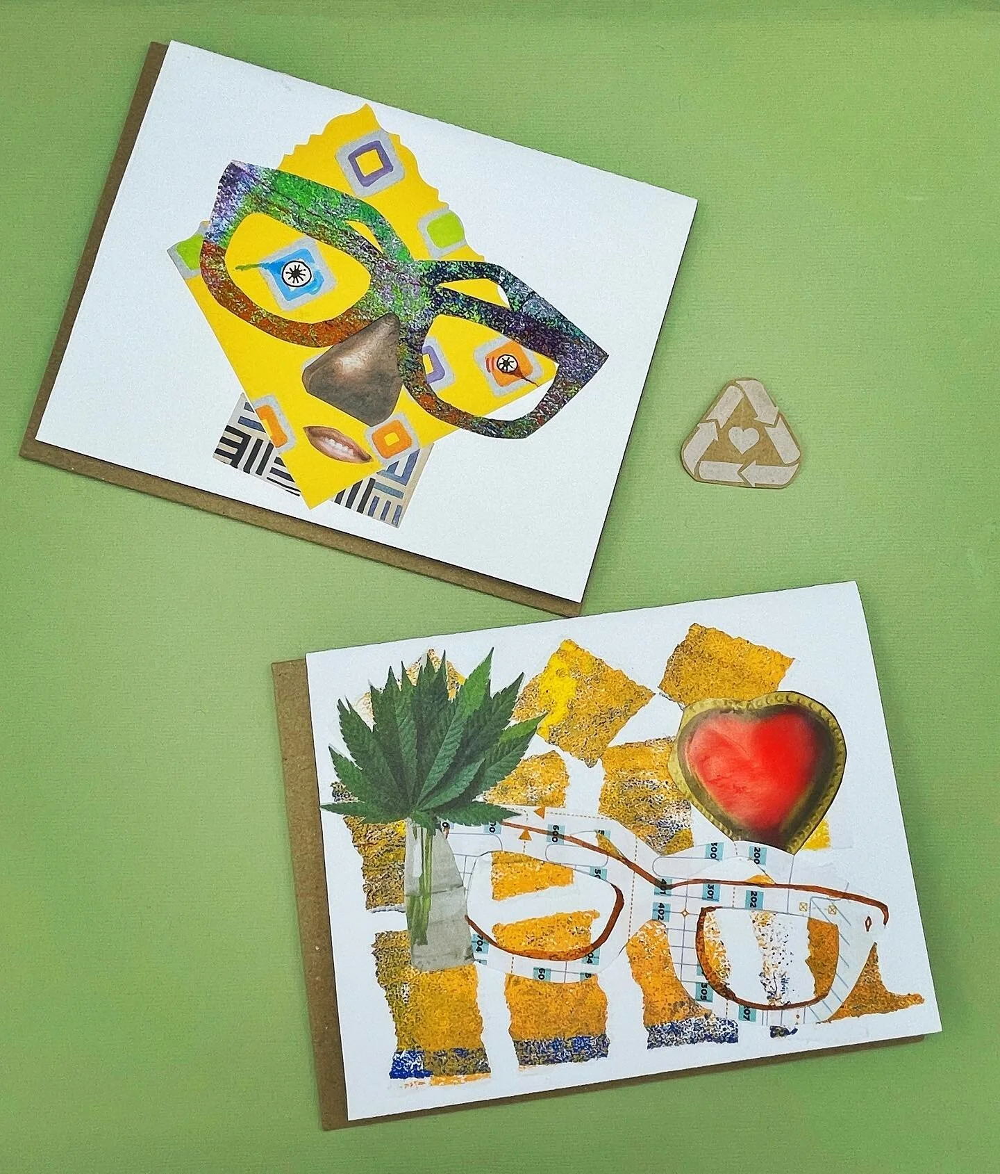 Four eyes are better than two! 
🤓😎
Returning to Riverside Arts Market * this Saturday 4/22 from 10am-3pm. Bringing new collage cards and there&rsquo;s plenty to see! Drop in to see me for a live collage demo from 11:30 to 1! Should be fun, plus we 