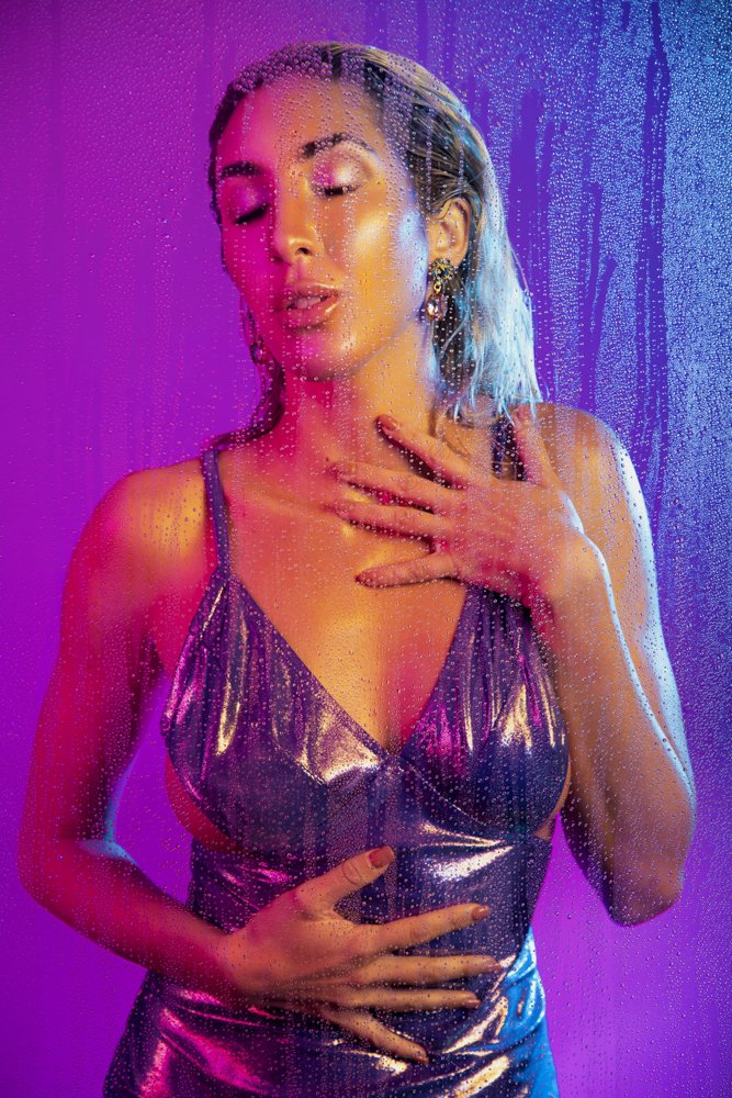 Music Cover Art Photography by Vico Velez Los Angeles Hollywood Pop Singer Musician Art Single Rain Cake Sparkles
