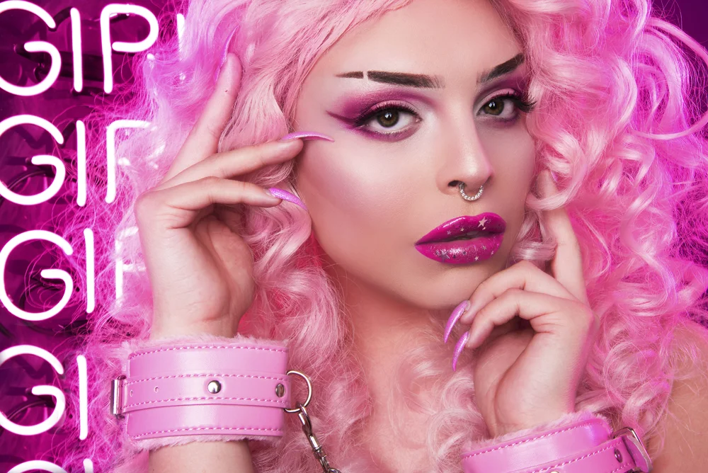 Luna Lovebad Glam Beauty Shoot by Vico Velez Pretty in Pink Pink Lighting Fashion Hollywood California Los Angeles