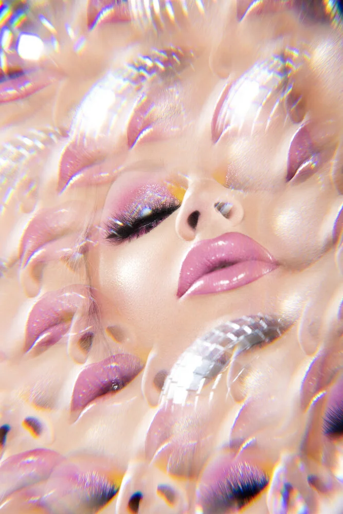 Kaleidoscope Beauty Photography Farrah Moan Drag Queen Ru Paul Drag Race Makeup Pink Yellow Beauty Fashion Vico Velez