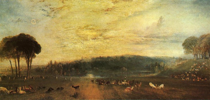 The Lake, Petworth: Sunset, Fighting Bucks, by J. M. W. Turner