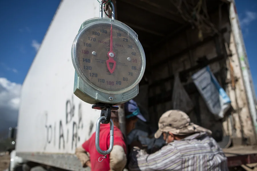The scale of a recycler waits to weigh its next load. ©Cindy Bajema 2014
