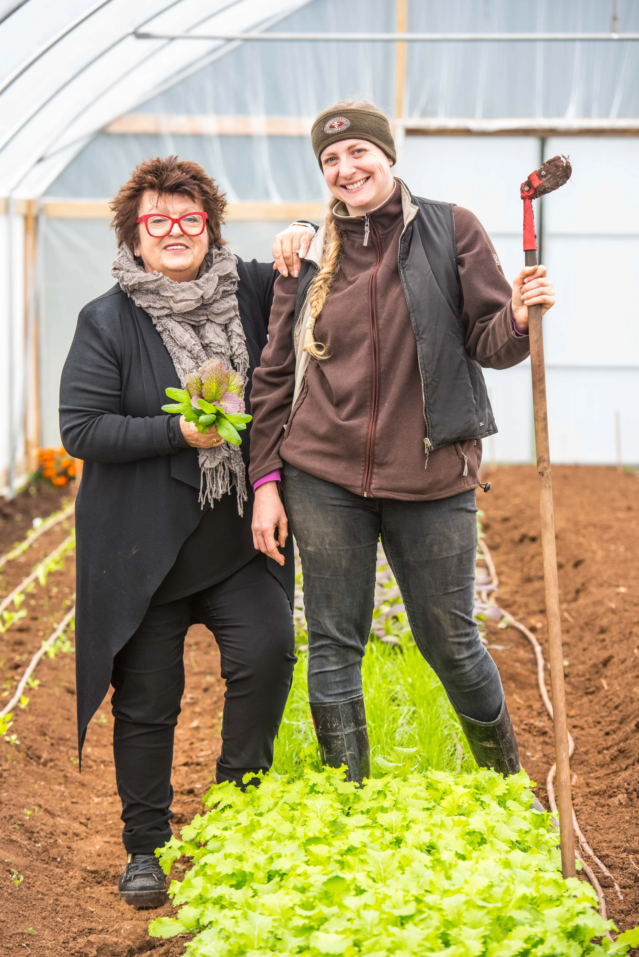 Alla Wolf-Tasker and Jen Pryke at Dairy Flat Farm