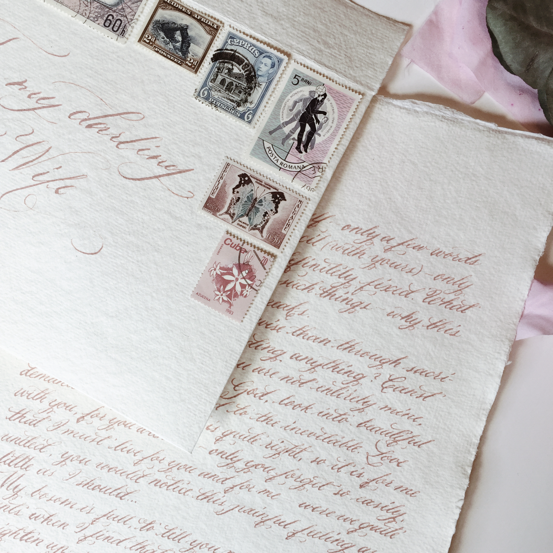 Handwritten love letter / dusty pink ink