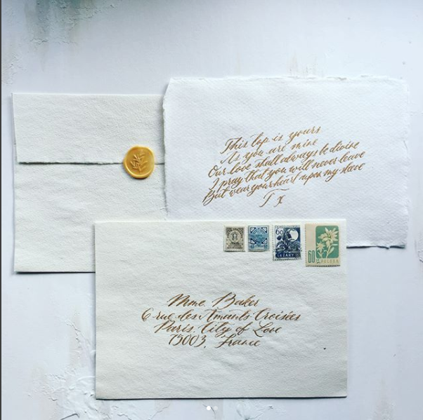 Handmade paper wedding envelopes / calligraphy