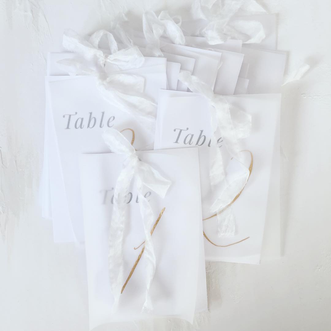 Calligraphy vellum table numbers
