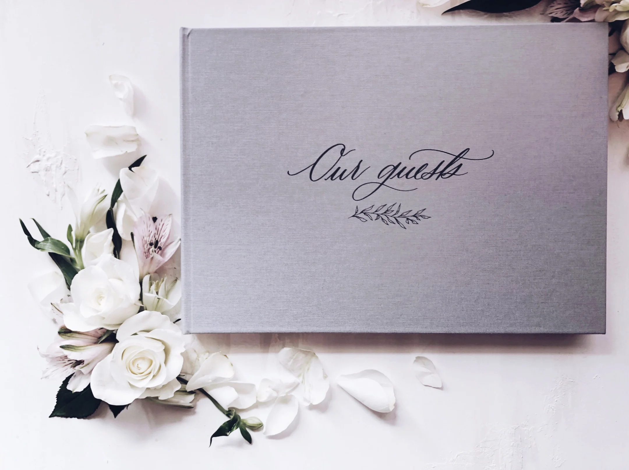 Linen cover illustration wedding guest book