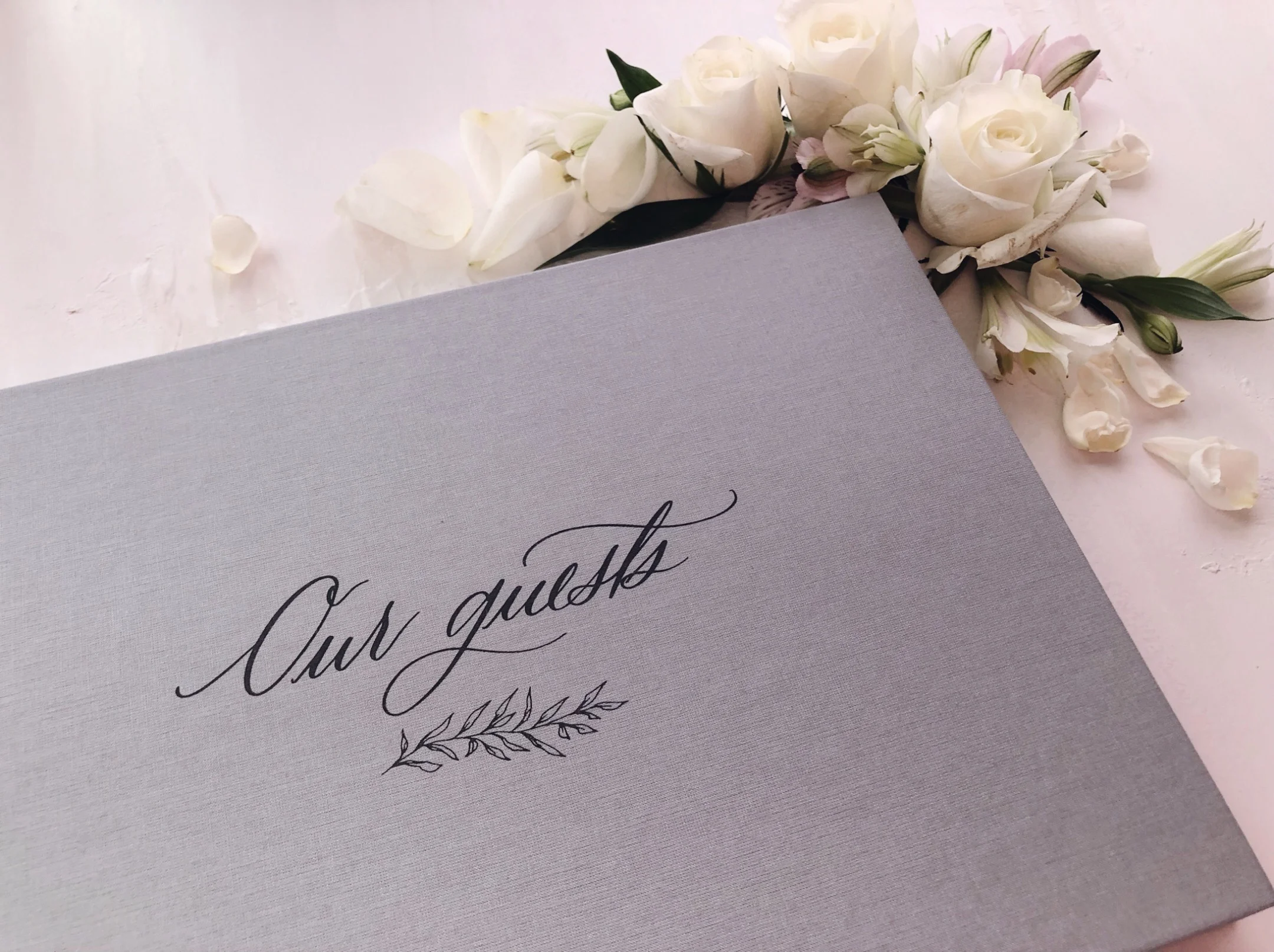 Linen cover wedding guest book cloth