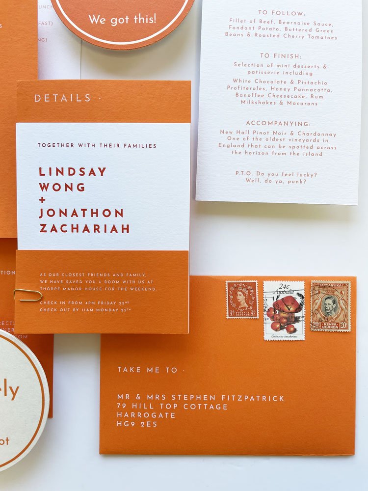 White Print wedding invitations