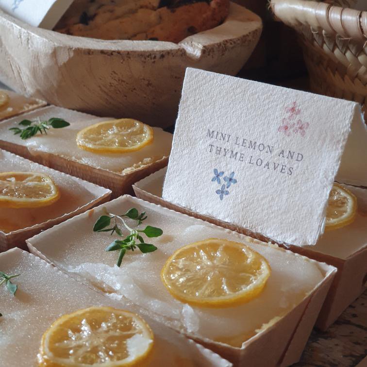 Pressed flower dessert table cards