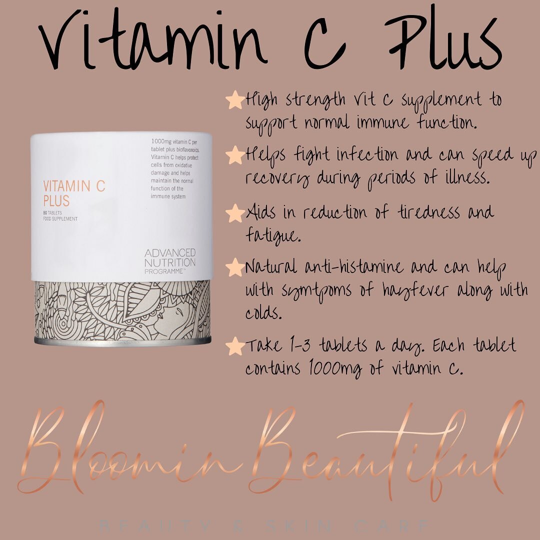 🌟Vitamin C Plus🌟 

We sell two types of Vitamin C in the Salon. One for skin benefits and one for health benefits. 

Vitamin C plus is a high strength Vit C supplement to support normal immune function. With many coughs and colds going around at th