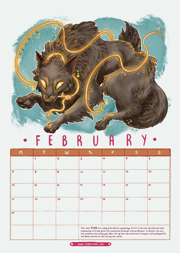 Norse Calendar 2022 Sale* Mythical Creatures 2022 A3 Calendar — Charli Vince Illustration