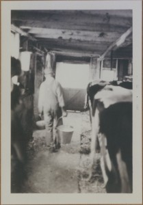 My Dad getting ready for milking time.