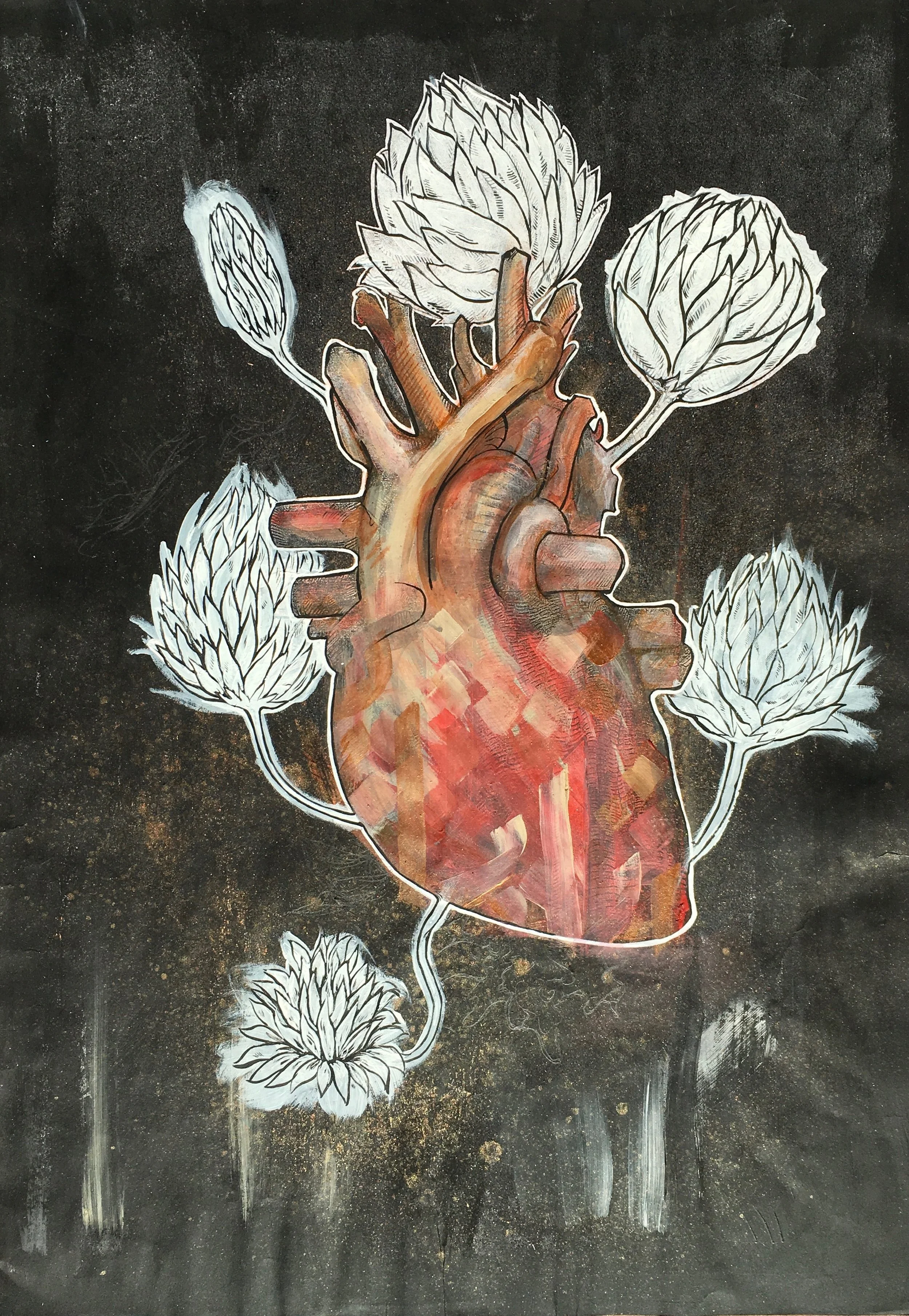  Heart Series  Mixed media on Paper , A3, 2014 