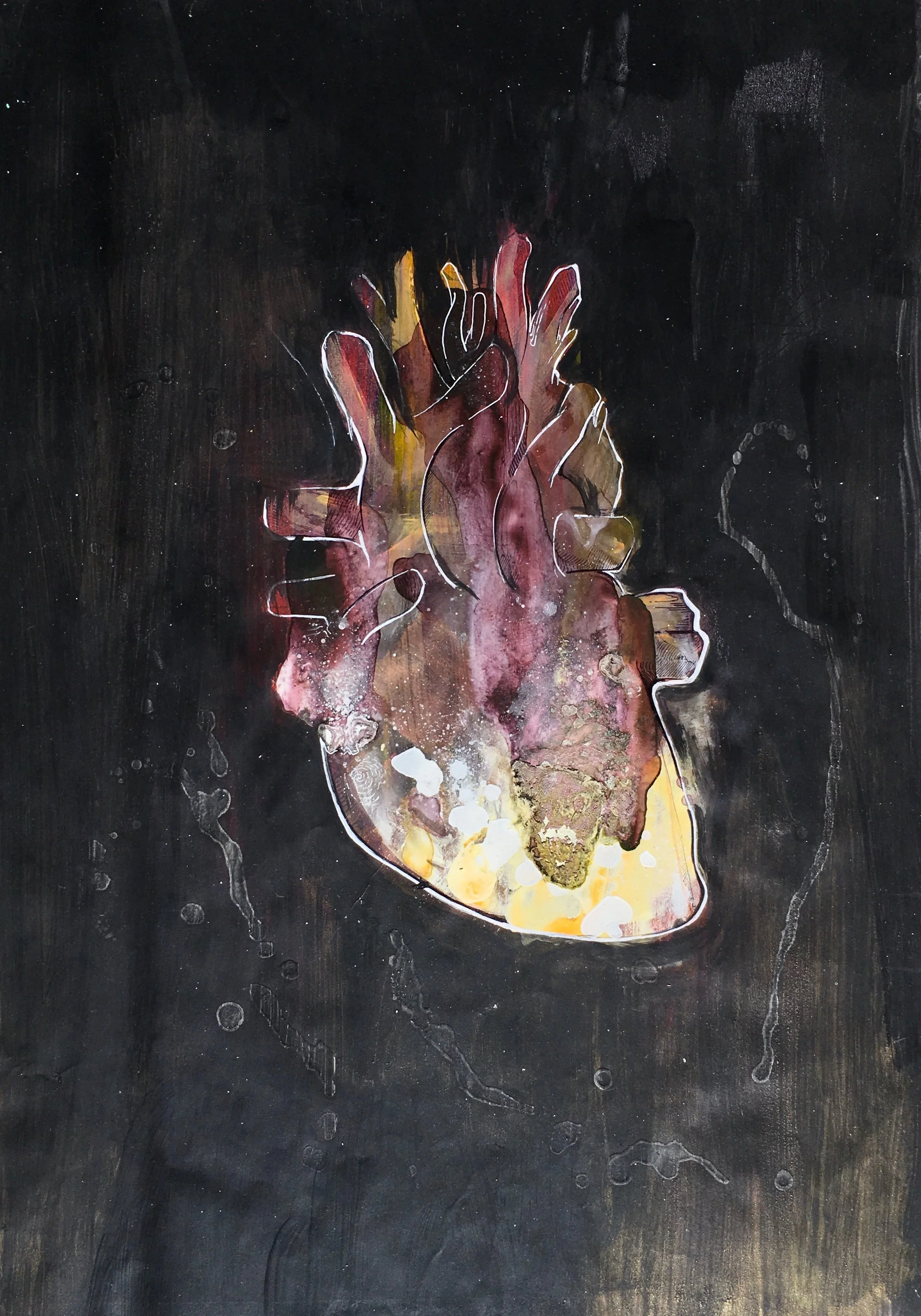  Heart Series  Mixed media on Paper , A3, 2014 