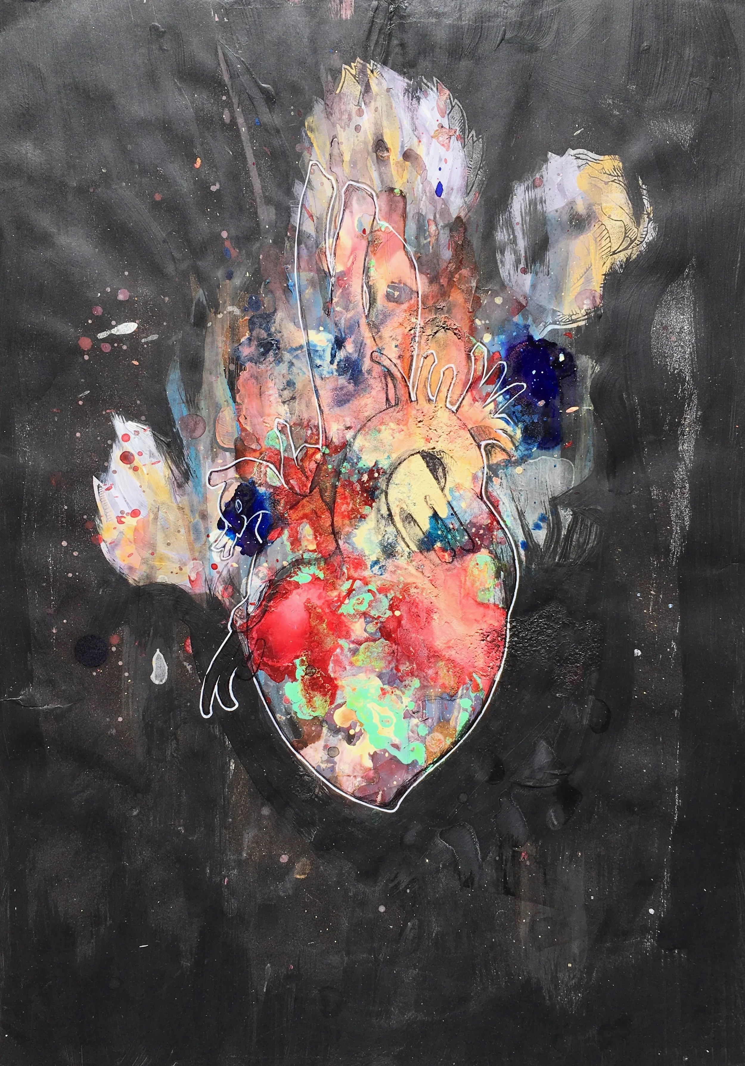  Heart Series  Mixed media on Paper , A3, 2014 