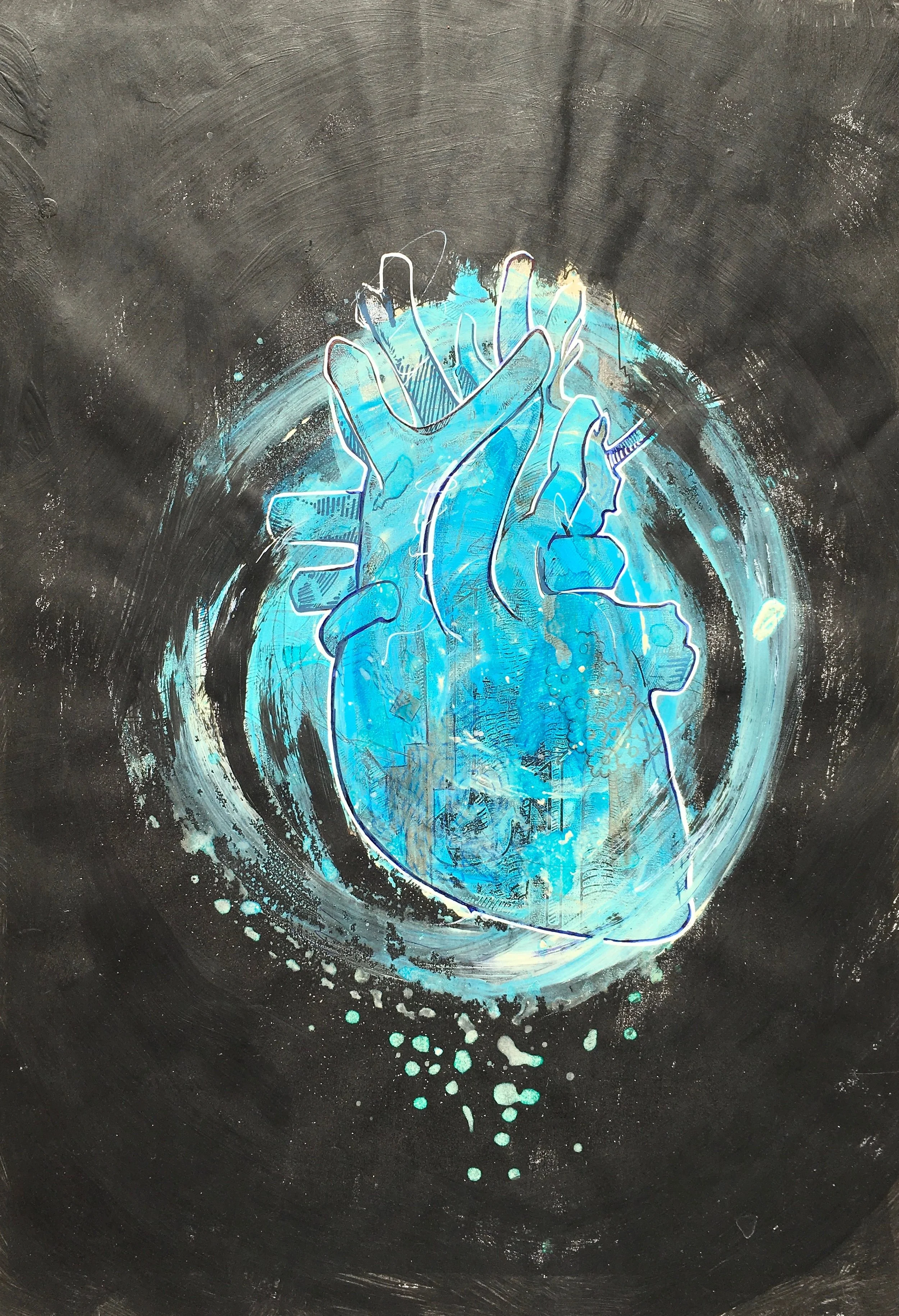  Heart Series  Mixed media on Paper , A3, 2014 