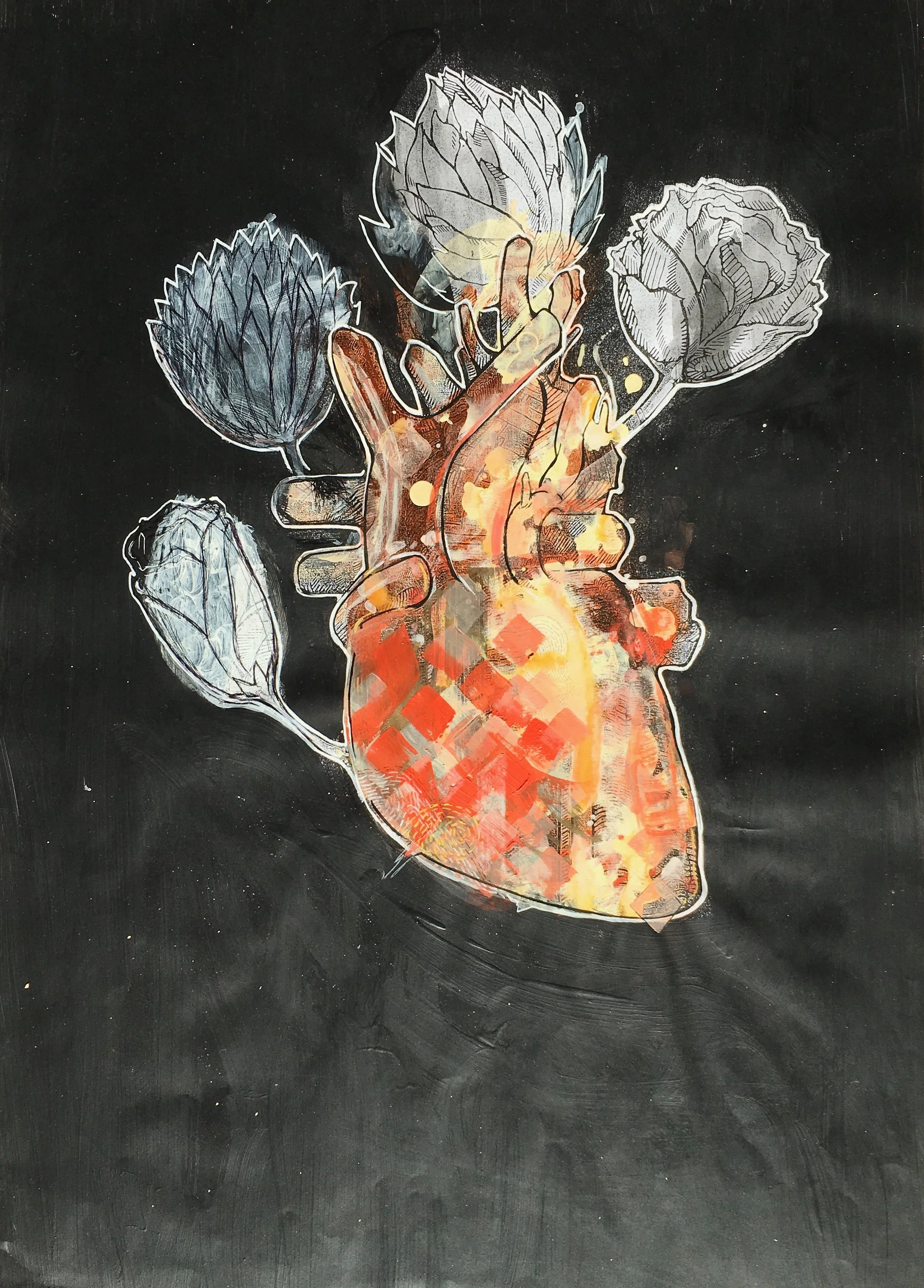  Heart Series  Mixed media on Paper , A3, 2014 