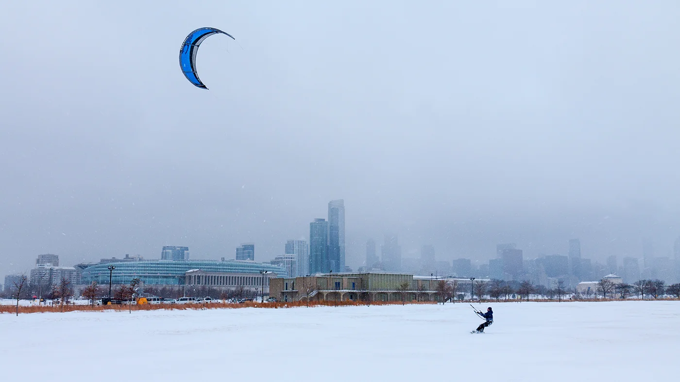 Ice sailing, Northerly Island, Chicago