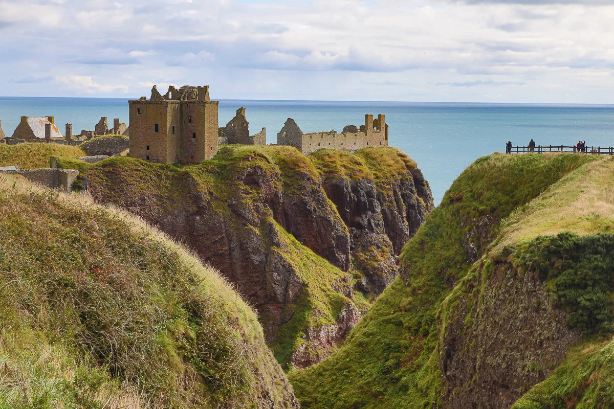 Dunnottar Castle headlands - the tall Keep in the foreground