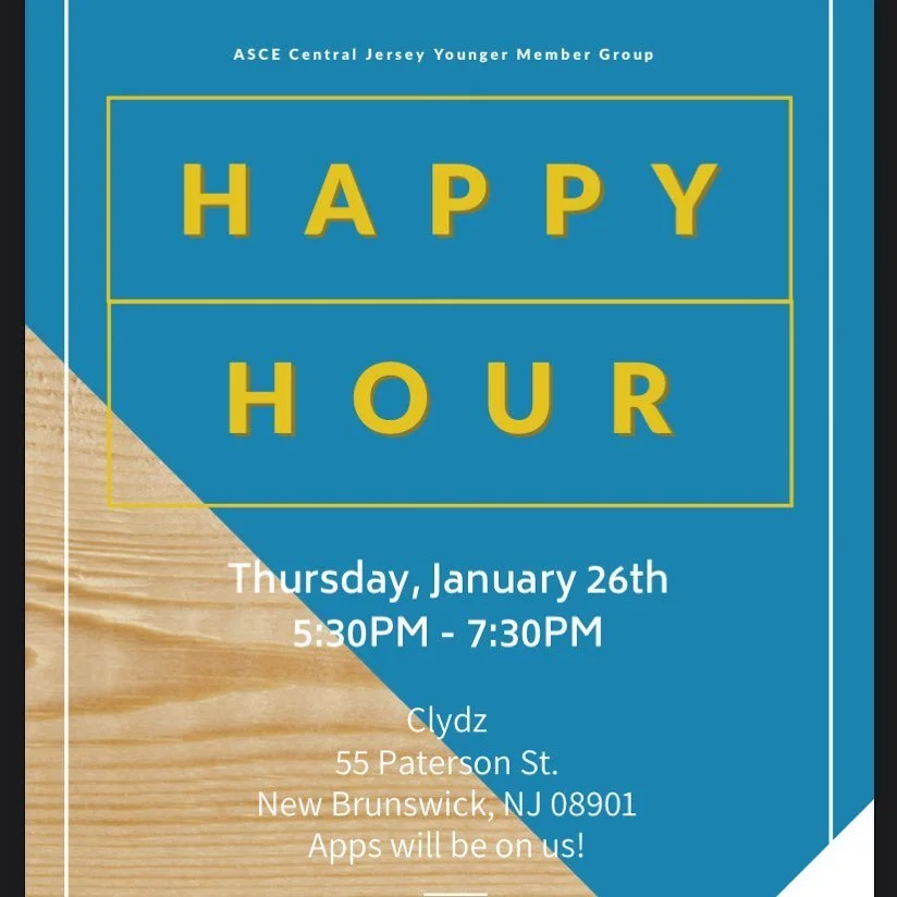 Reminder! Come out and join ASCE Central Jersey Branch YMG tomorrow at Clydz in New Brunswick for some networking fun!