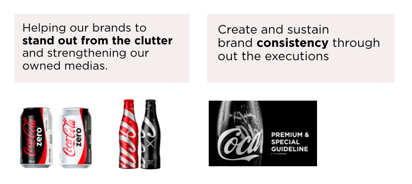  From that research, I have concluded that through history Coca-Cola has used design as a capability that delivered visual differentiation and that added value to their brands. That was achieved by helping the products to stand out from the market's 