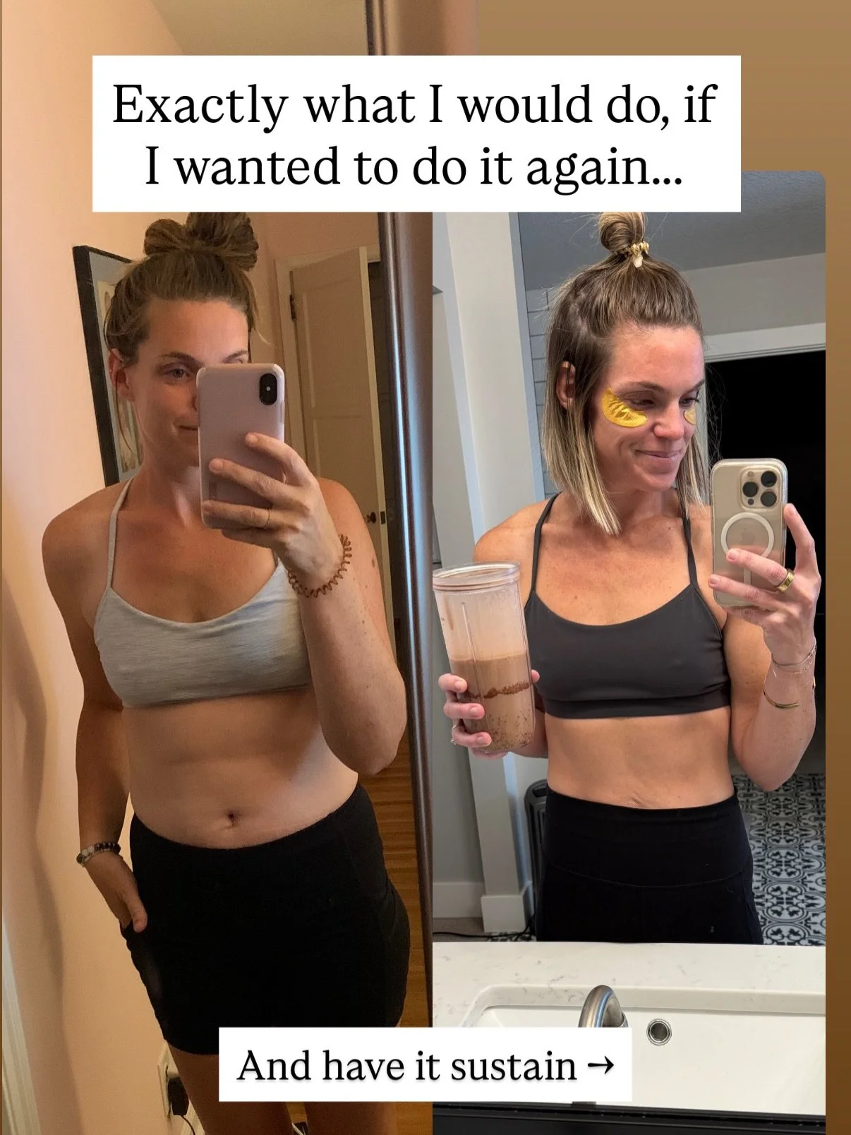 It&rsquo;s been 4 years and 9 months between these photos.

And if I had to do it again&hellip;

I wouldn&rsquo;t try harder.
I wouldn&rsquo;t &ldquo;start fresh&rdquo; on Monday.
I wouldn&rsquo;t go all in just to burn out again.

I&rsquo;d start sm