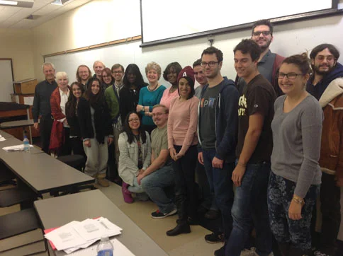 Professor Heather O'Donoghue with students from Modern Poetry to T. S. Eliot, November 14, 2013