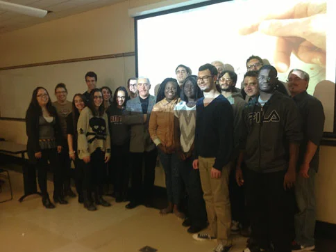 Poet and critic Theo Dorgan with students from Modern Poetry to T. S. Eliot, October 31, 2013