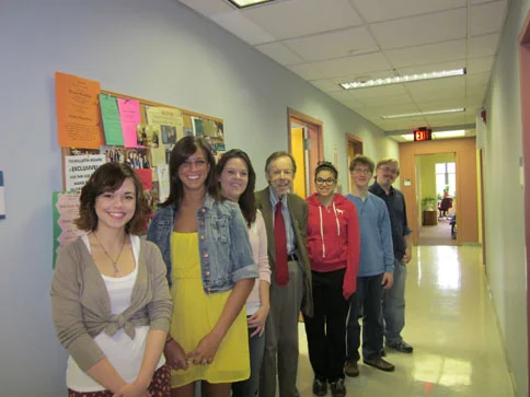 Students in The Art of Poetry after lunch with poet Dennis O'Driscoll, April 19, 2012