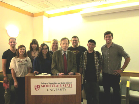 Students in The Art of Poetry after poet Dennis O'Driscoll's reading, April 19, 2012