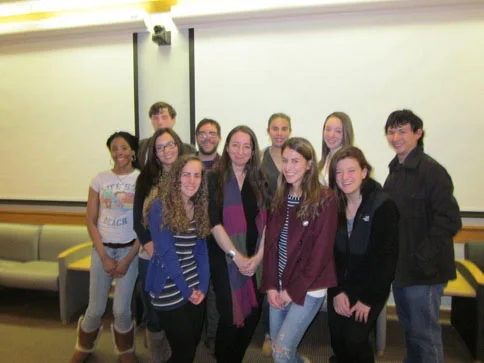 Poet Saskia Hamilton meets with students after her reading, February 23, 2012