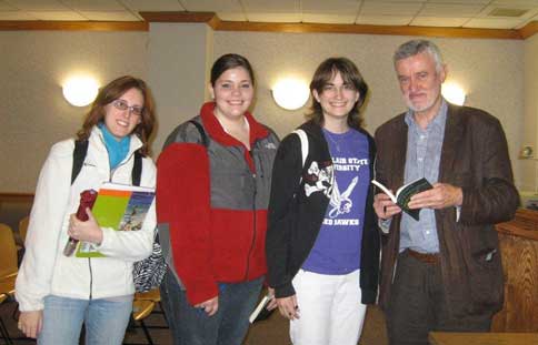 Poet Bernard O'Donoghue with students at Montclair State University, November 19, 2009