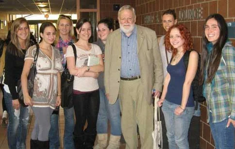 Poet Michael Longley with students at Montclair State University, October 28, 2010