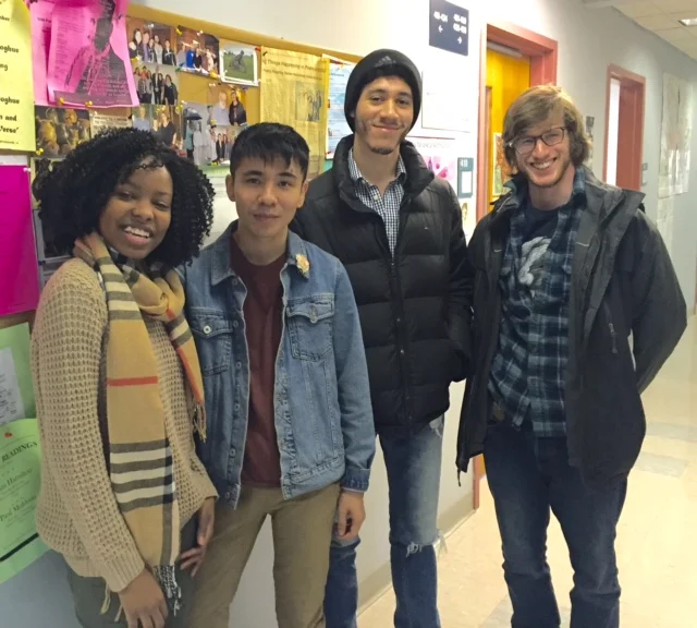 Poet Ocean Vuong with students from The Art of Poetry, February 2017