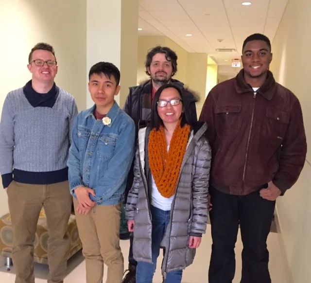 Poet Ocean Vuong with students from The Art of Poetry, February 2017