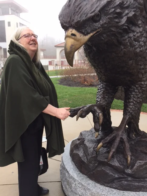 Eiléan Ní Chuilleanáin, Ireland Professor of Poetry, meets the Montclair Red Hawk, April 2017