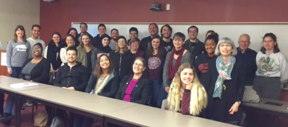 Dr. Micheline Sheehy Skeffington, National University of Ireland Galway, with students from The Irish Revival, November 2017