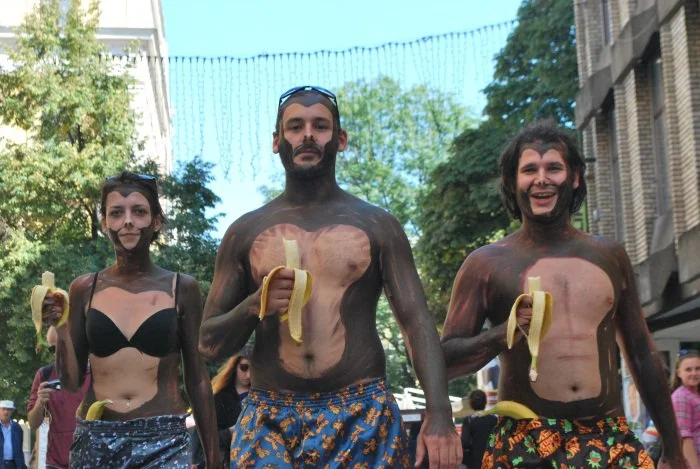  "The very first performance "Three monkeys", was performed two days before National elections in Bosnia &amp; Herzegovina. Members of the group,&nbsp; went trough Sarajevo painted as funny looking monkeys.&nbsp;In B&amp;H political system there are 