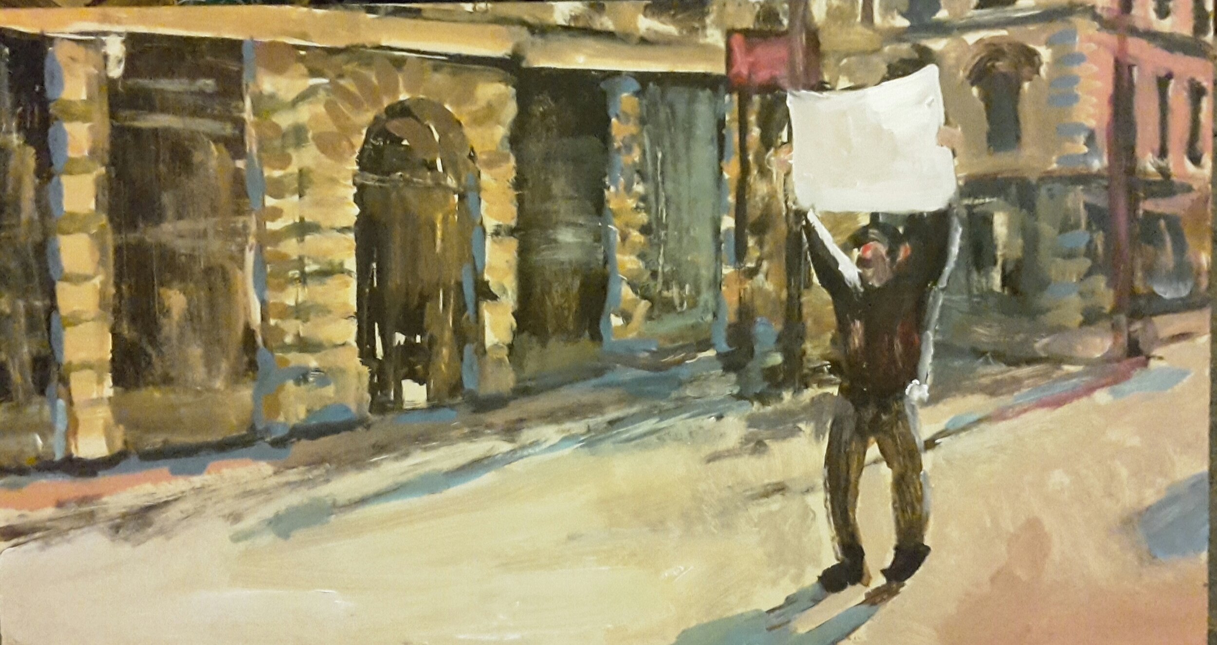   One man show , 30x50 cm, 2017.  acrylic on plywood 