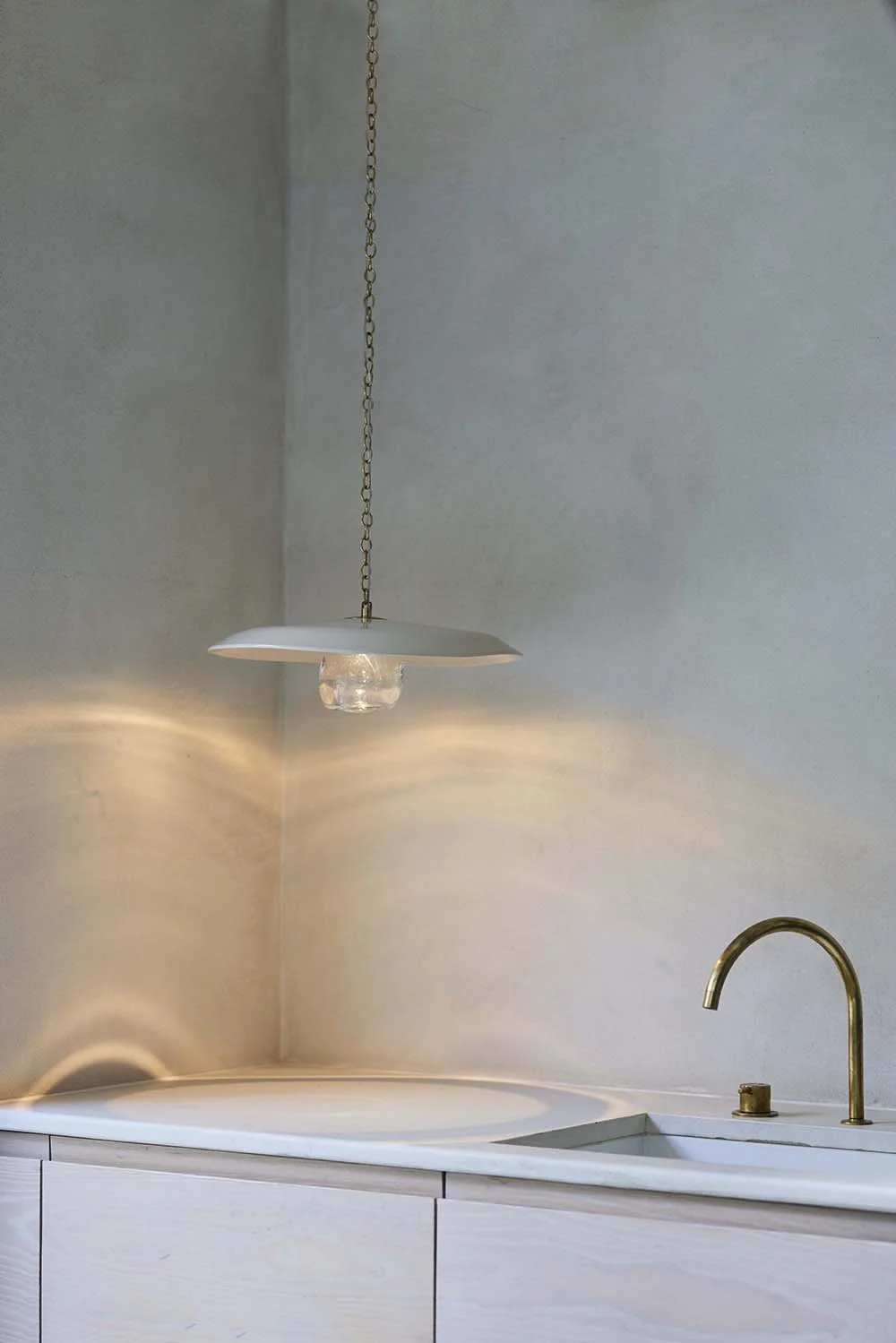 clochette ceramic shell medium, kitchen light on.jpg