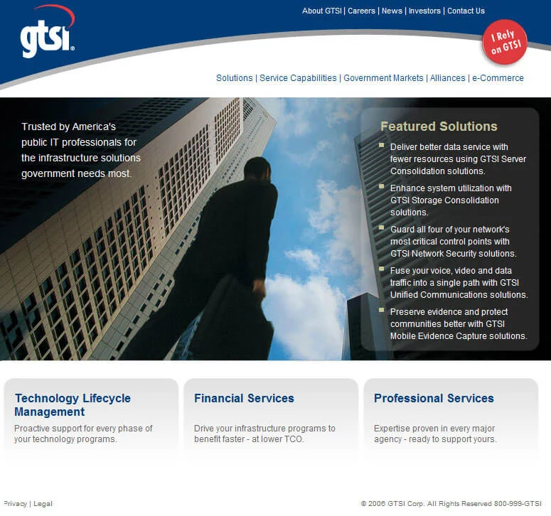 Corporate website entry page