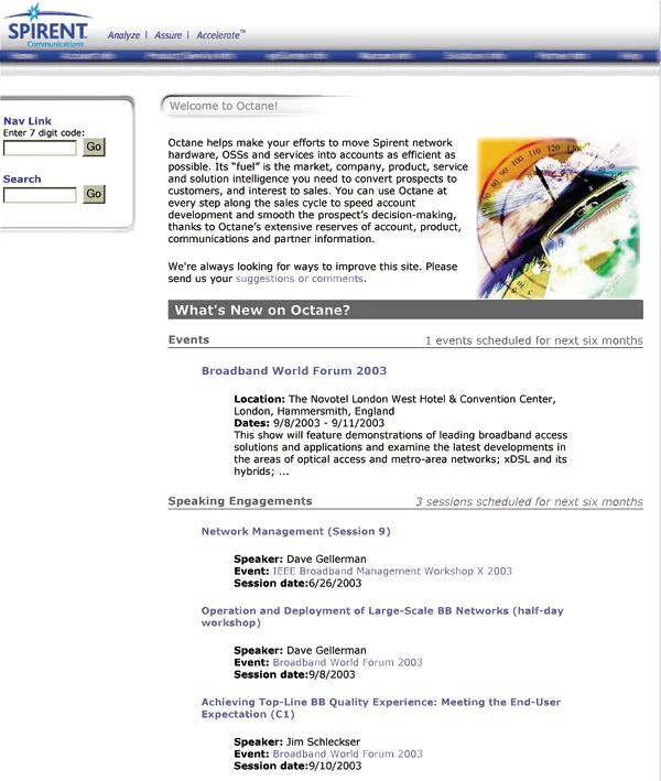 Sales intranet entry page