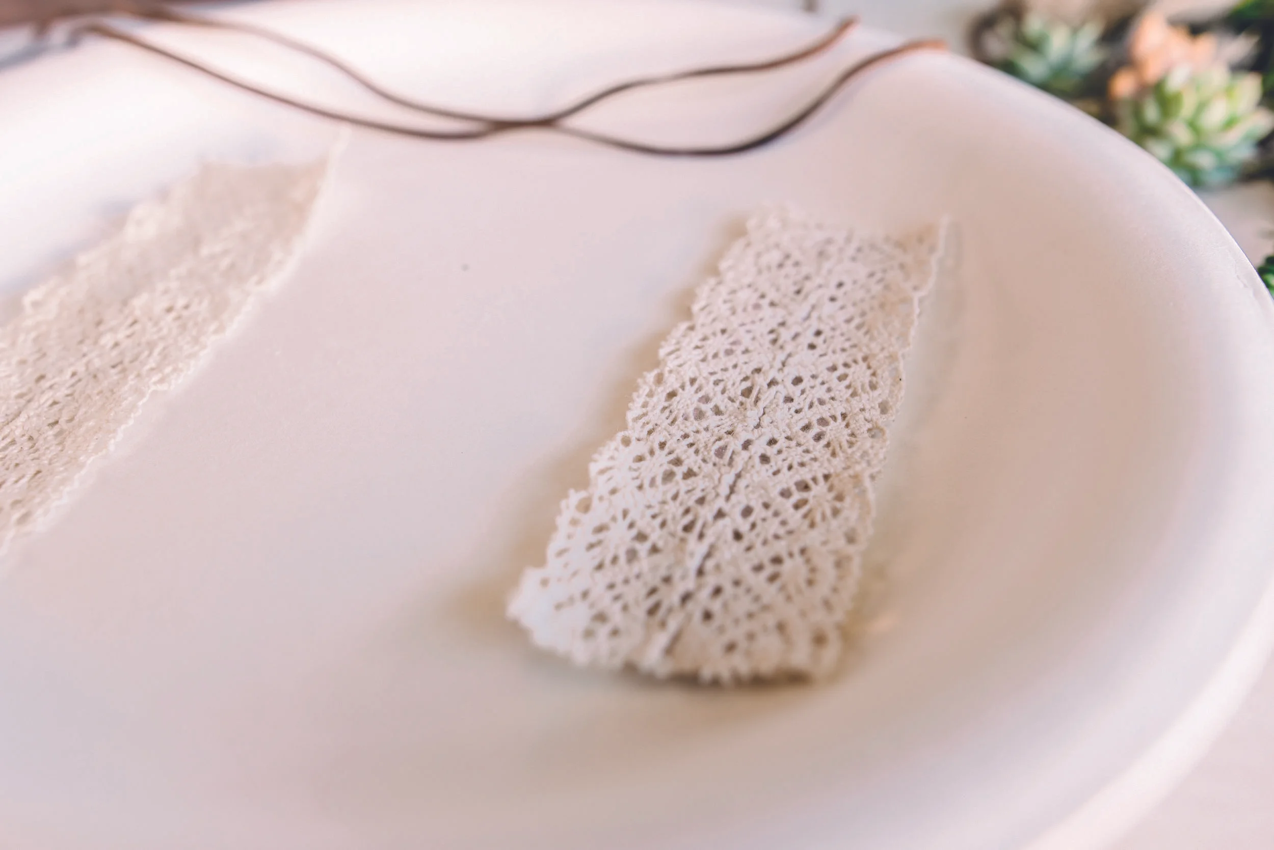 Step 3: Glue one piece of lace to another