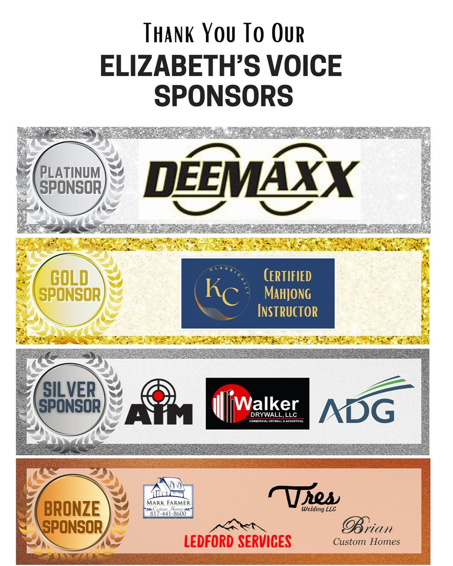 We are so thankful for our sponsors! The around of companies that rallied around us - we feel loved by this community!