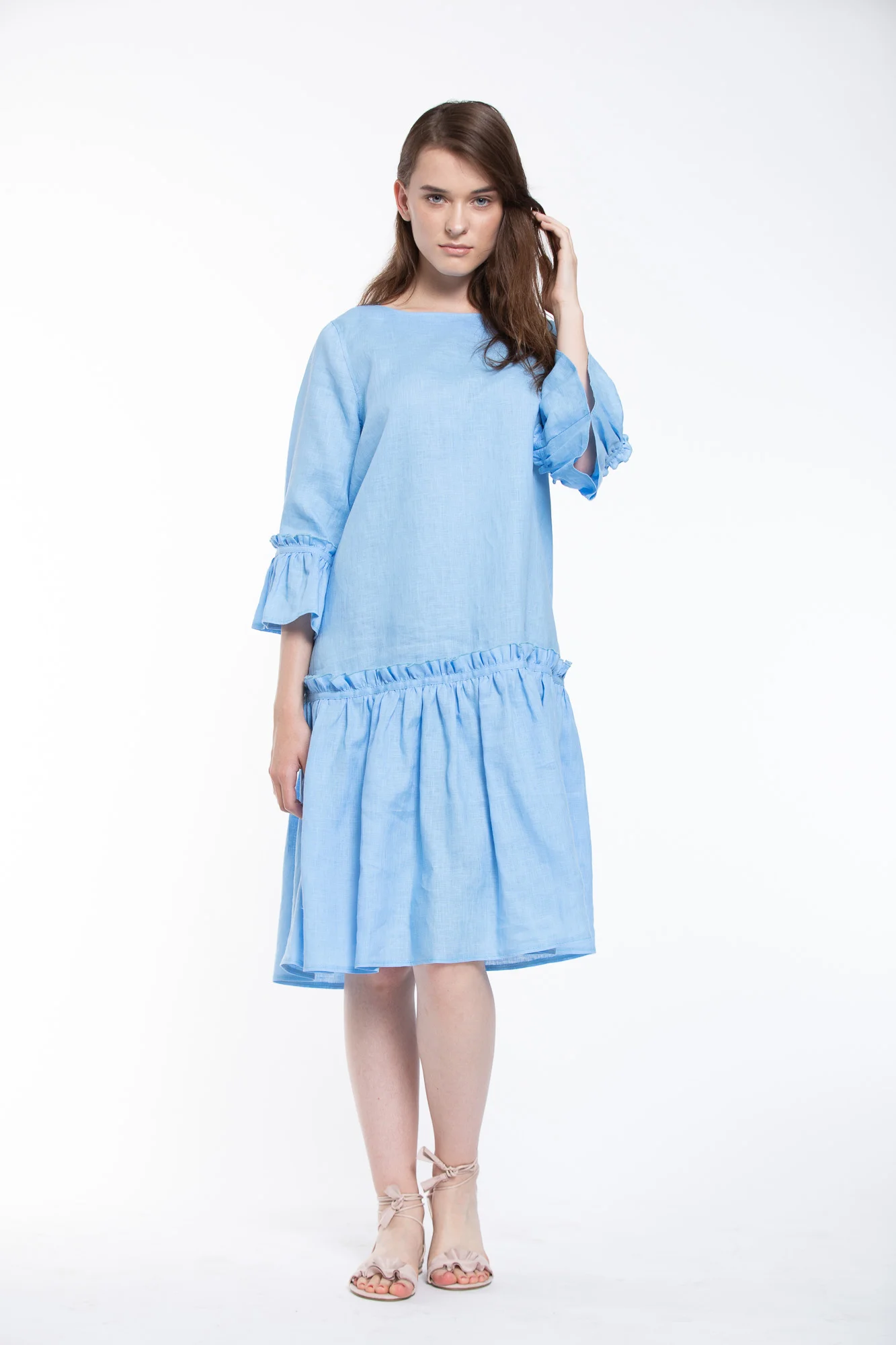 AURA Oversized Linen Shift Dress — ewosee